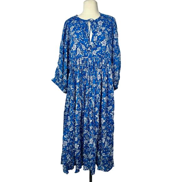 SUNDRY US Size XL /14 Blouson Sleeve Midi Cotton Dress New With Tags - Picture 1 of 15